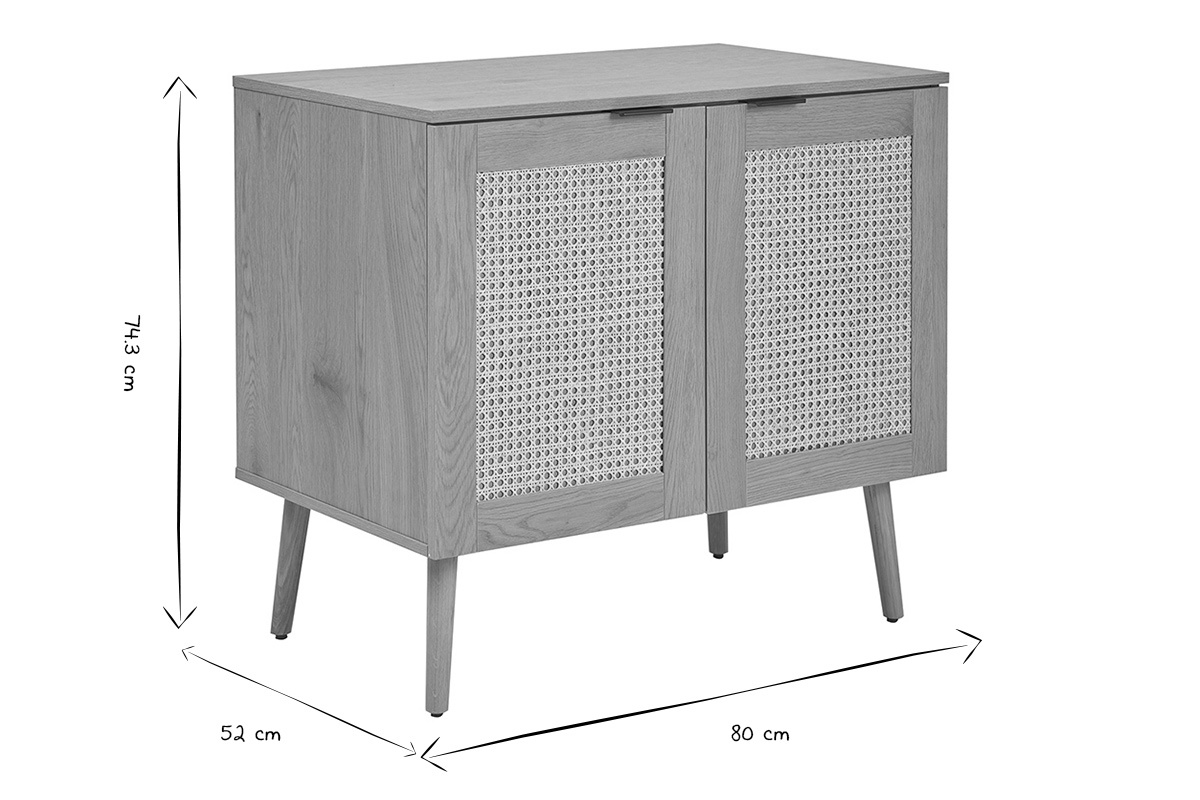 Dimensions du meuble de salle de bain MANILLE en noir et blanc : 80 cm large, 52 cm profond, 74,3 cm haut.