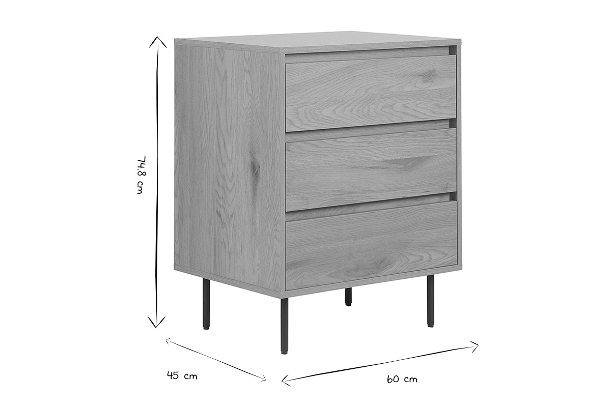Dimensions du meuble de salle de bain ARAGON en noir et blanc, L60 x P45 x H74,8 cm
