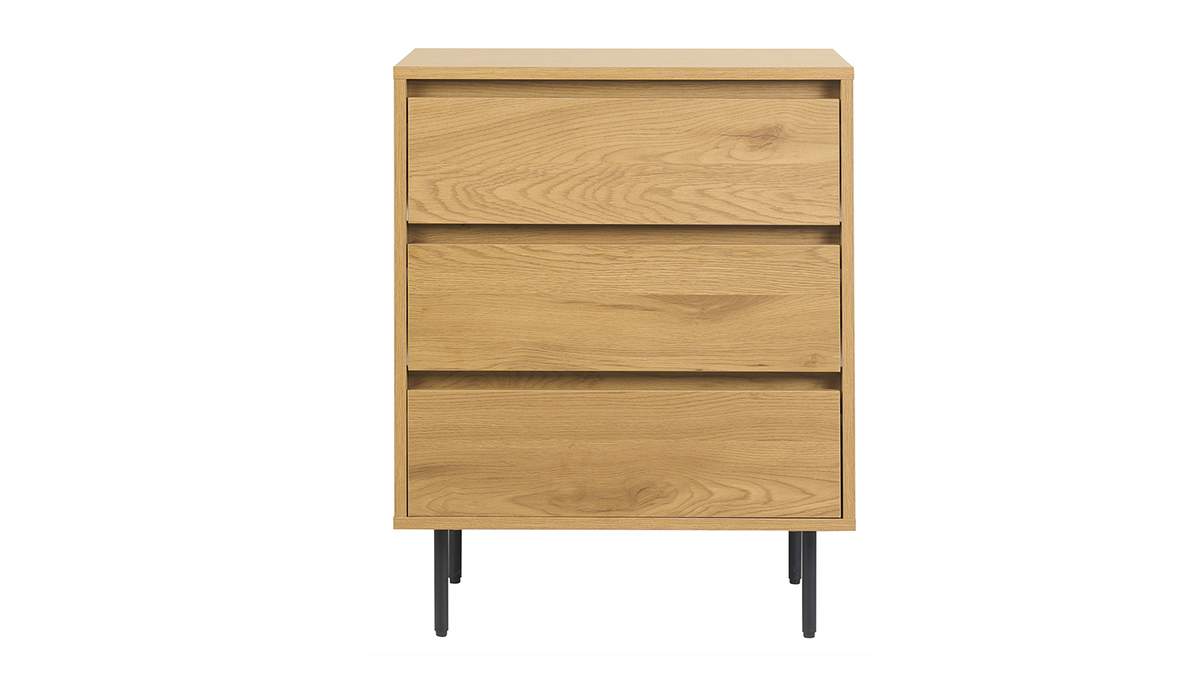 Meuble de salle de bain finition bois clair ch�ne et m�tal noir L60 cm ARAGON