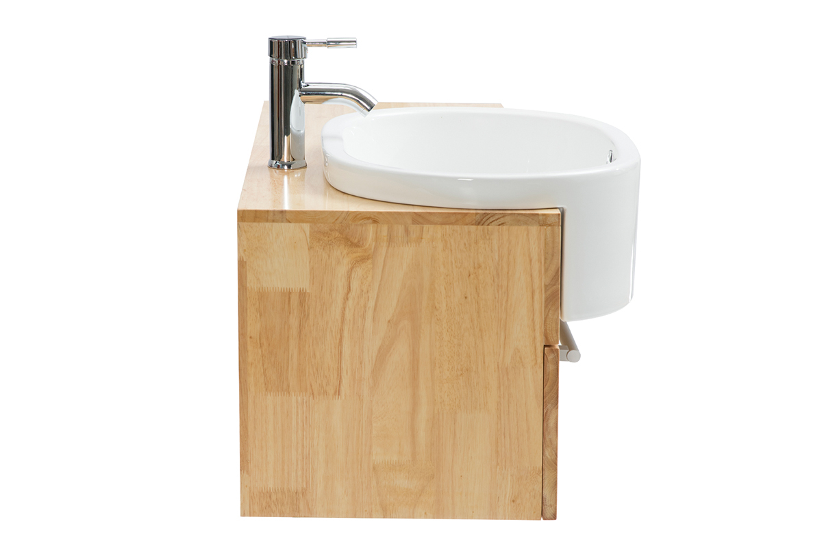 Meuble de salle de bain : vasque, meuble sous-vasque, �tag�res et miroir NIVAN