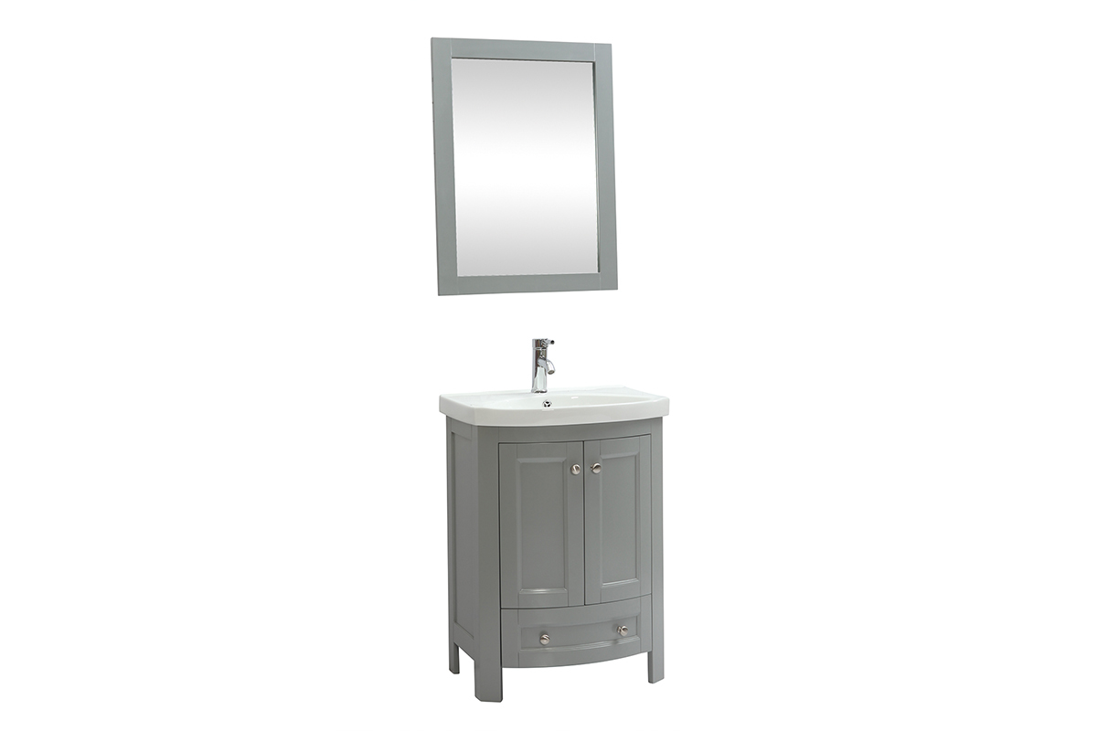Meuble de salle de bains avec vasque et rangements gris KLASI