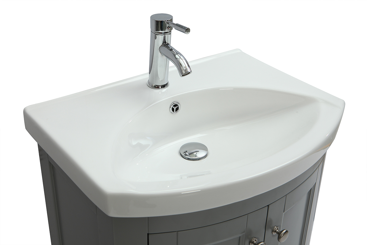 Meuble de salle de bains avec vasque et rangements gris KLASI