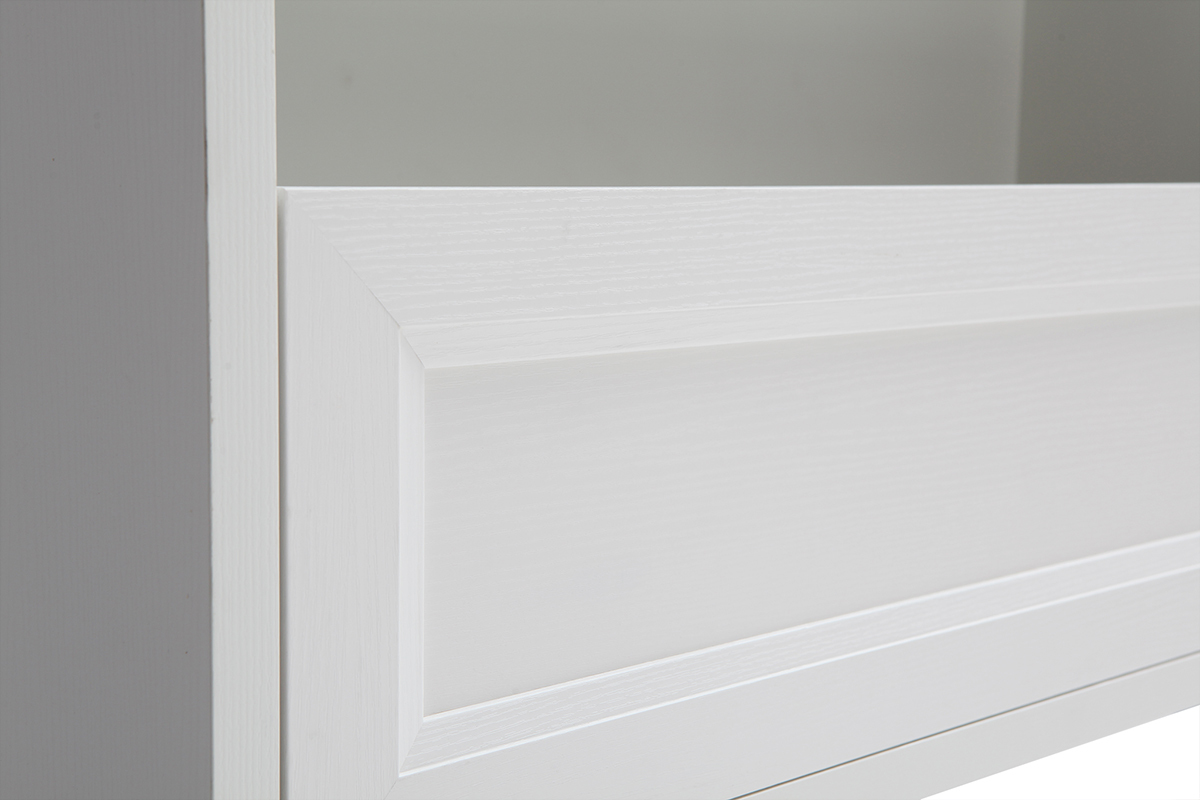 Meuble de salle de bains suspendu avec vasque, miroir et rangement blanc RIVER