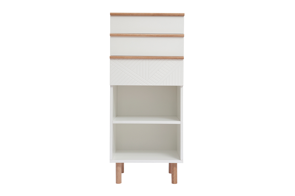 Meuble d'entr�e coiffeuse blanc et bois L50 cm DARINA