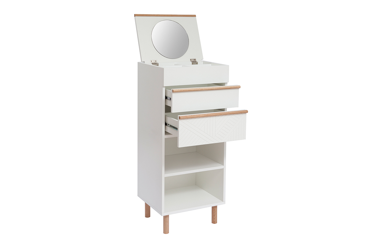Meuble d'entr�e coiffeuse blanc et bois L50 cm DARINA