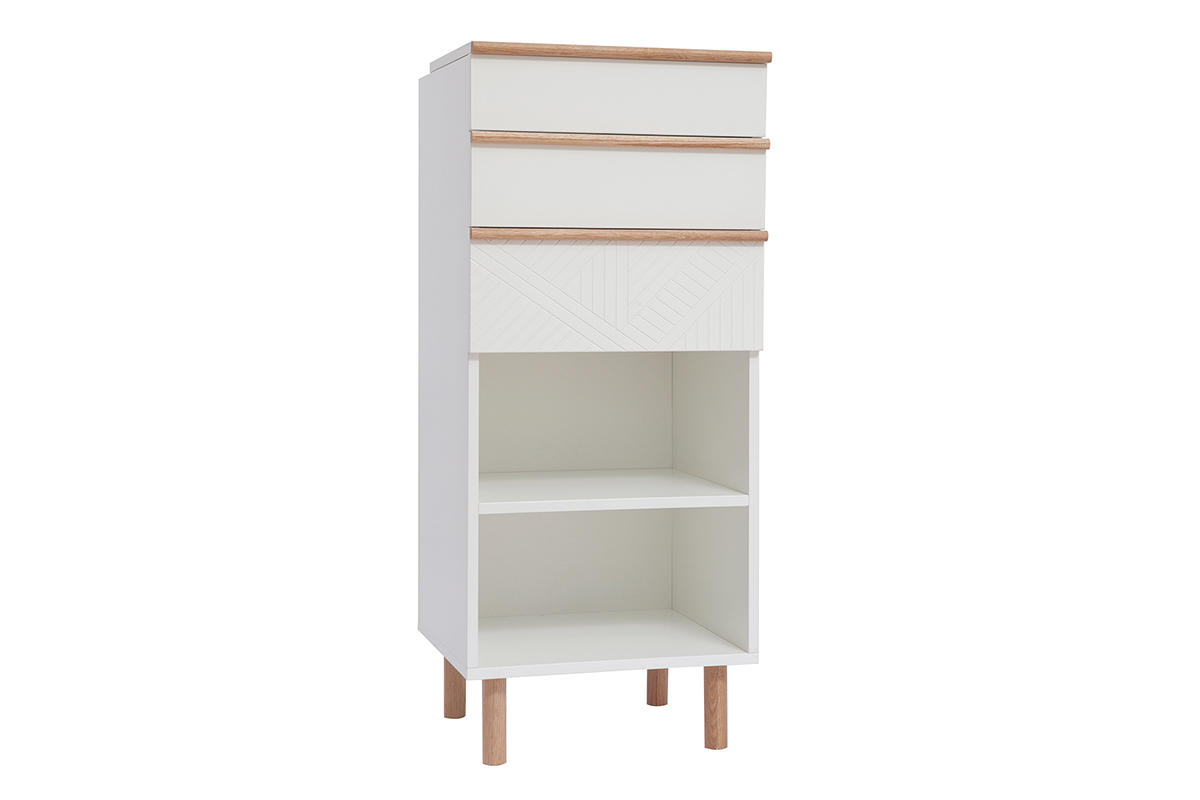 Meuble d'entr�e coiffeuse blanc et bois L50 cm DARINA
