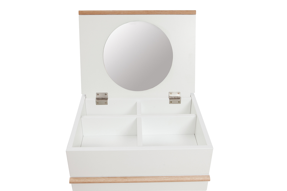 Meuble d'entr�e coiffeuse blanc et bois L50 cm DARINA