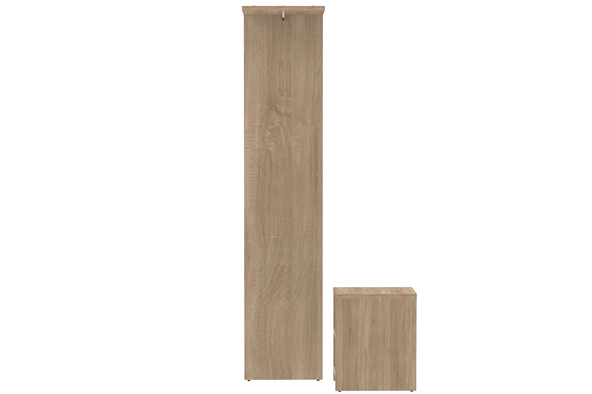 Meuble d'entr�e modulable avec penderie, miroir et �tag�res bois OLLY