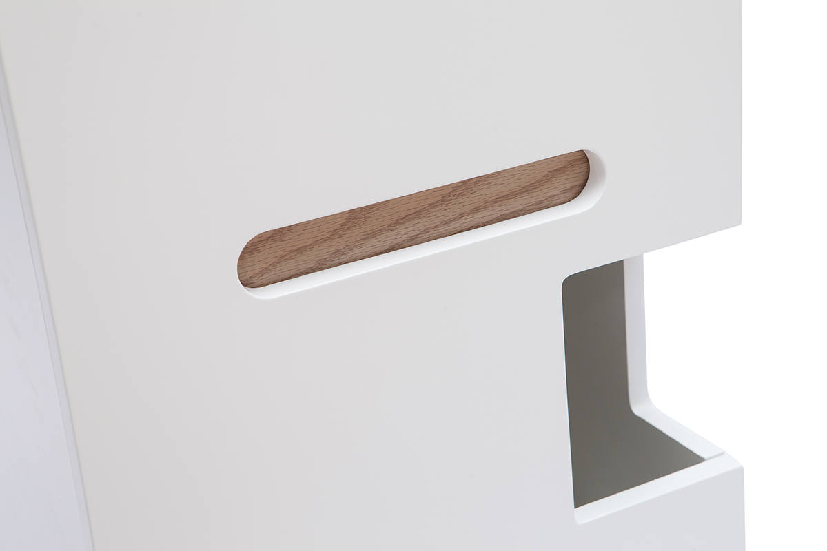 Meuble liti�re design pour chat blanc et bois L46 O'MALLEY