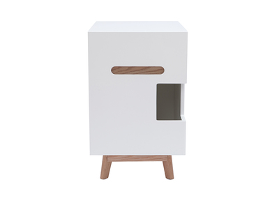 Meuble liti&egrave;re pour chat blanc et bois O'MALLEY