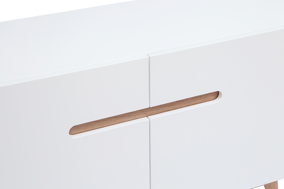 Meuble liti�re pour chat buffet blanc et bois clair O'MALLEY