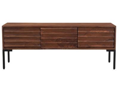 Meuble TV 3 portes en manguier massif et m&eacute;tal ONDA