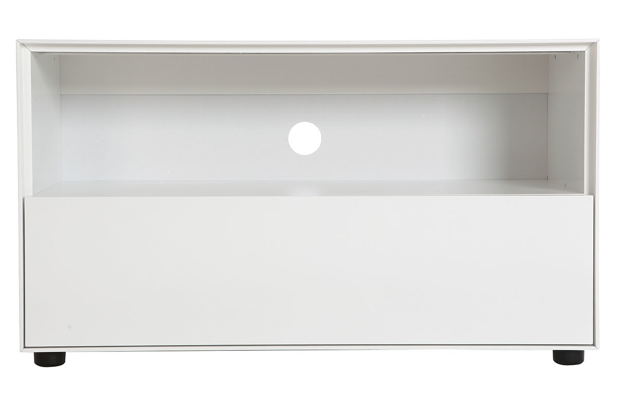 Meuble TV design 90cm blanc mat  1 tiroir MARK