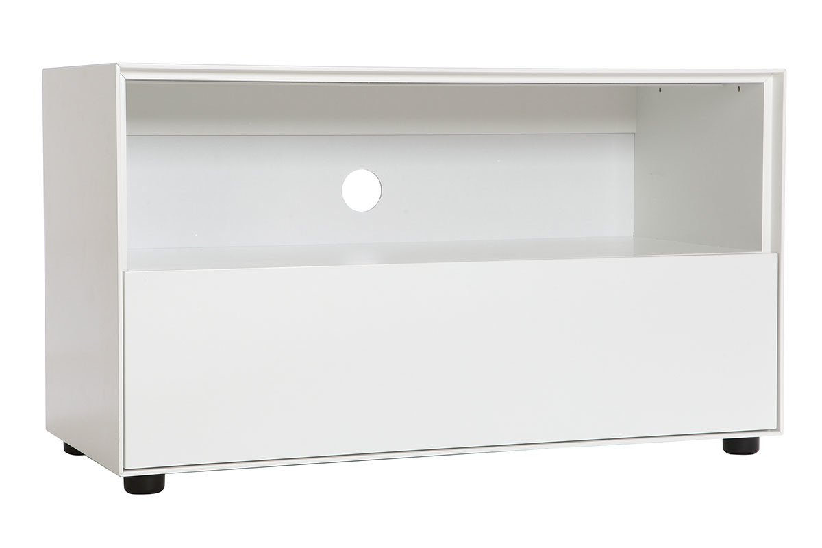 Meuble TV design 90cm blanc mat  1 tiroir MARK