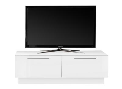 Meuble TV design avec tiroir et rangement blanc brillant L138 cm ETERNEL