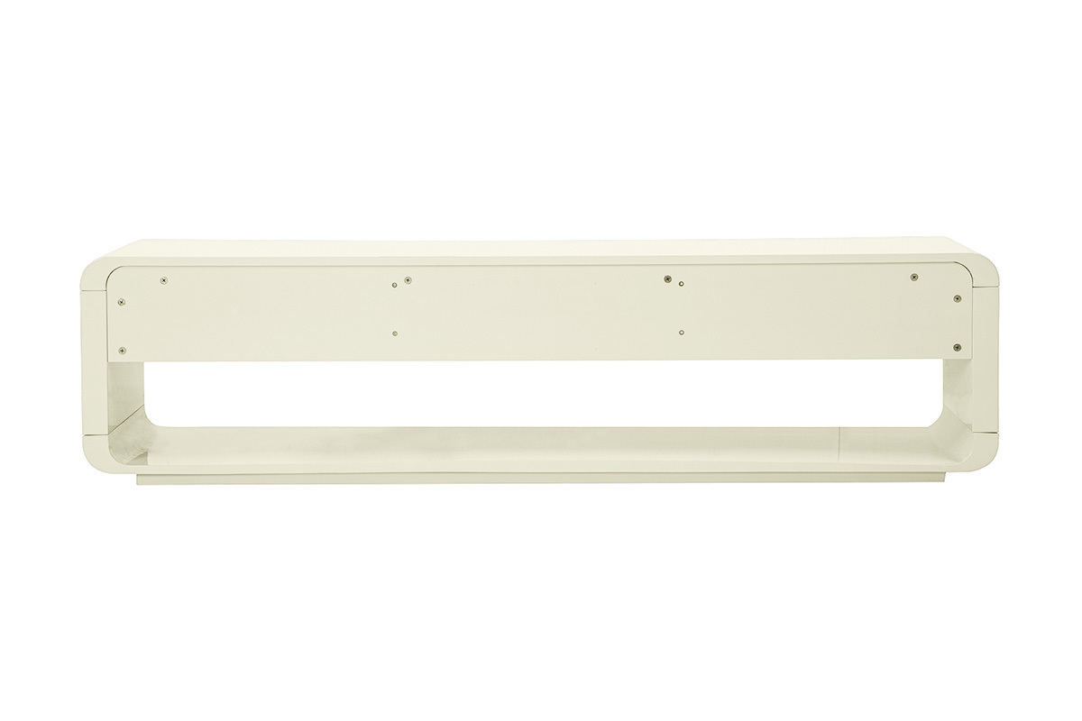 Meuble TV beige brillant, 3 tiroirs, vue arri�re.