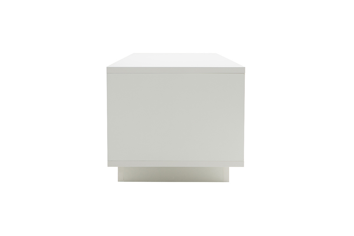 Meuble TV design blanc avec rangements dcor bois clair LAND