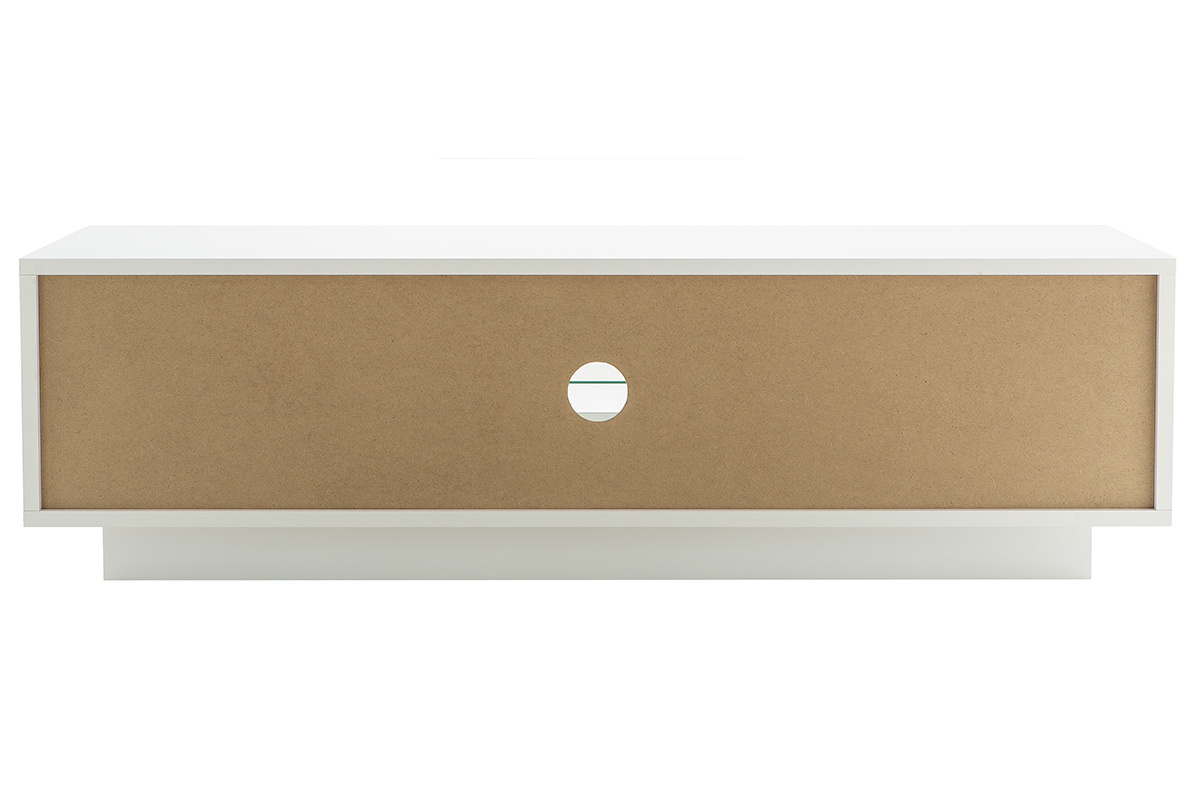 Meuble TV design blanc avec rangements dcor bois clair LAND