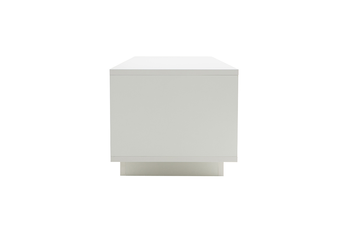 Meuble TV design blanc avec rangements d�cor ciment LAND