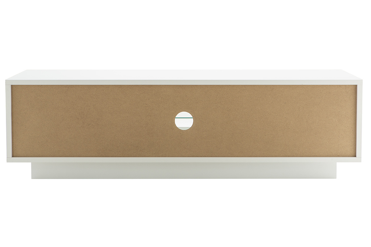 Meuble TV design blanc avec rangements d�cor ciment LAND