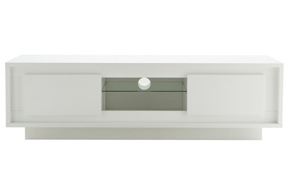 Meuble TV design blanc avec rangements LAND