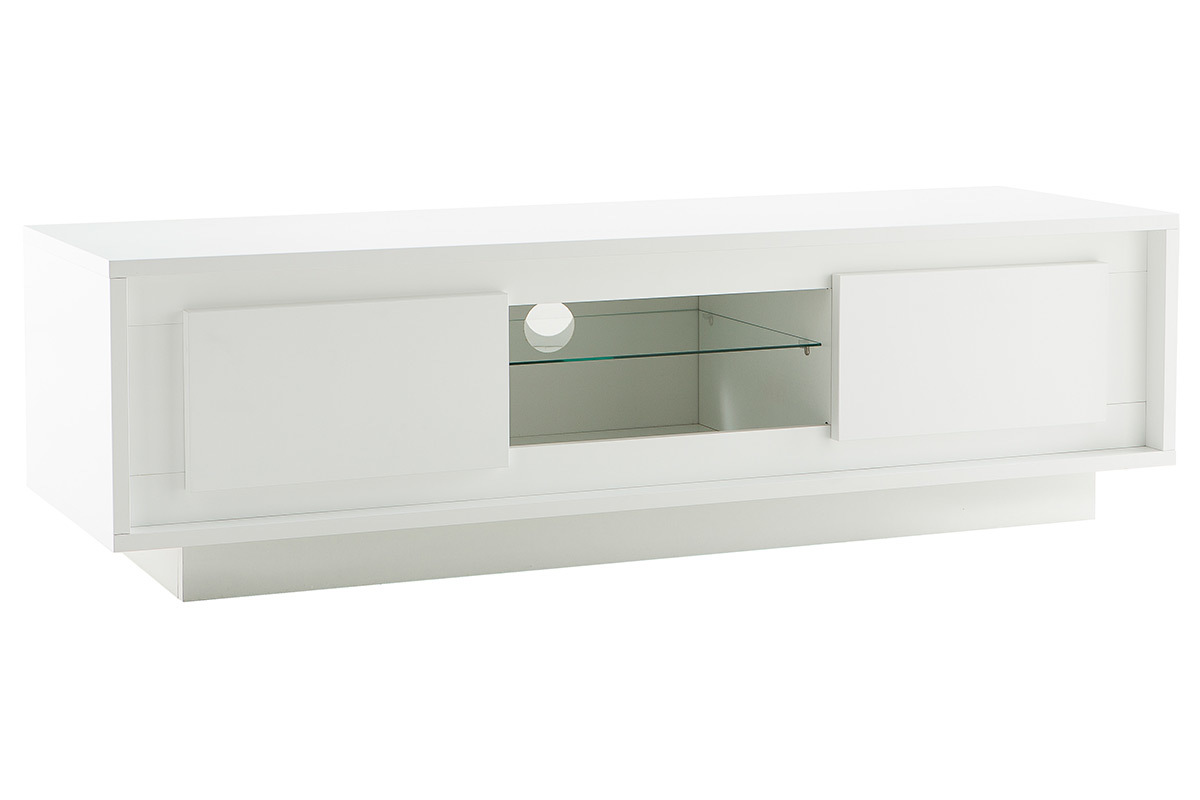 Meuble TV design blanc avec rangements LAND