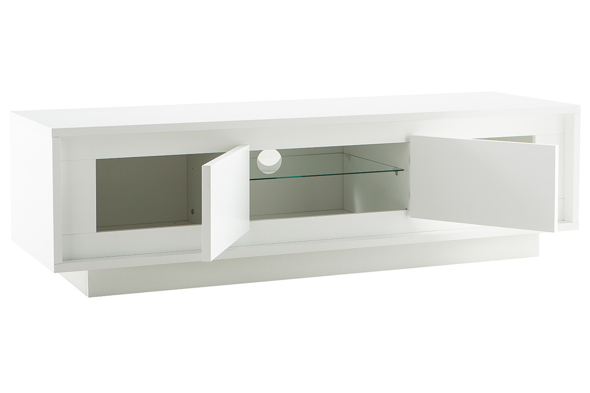 Meuble TV design blanc avec rangements LAND