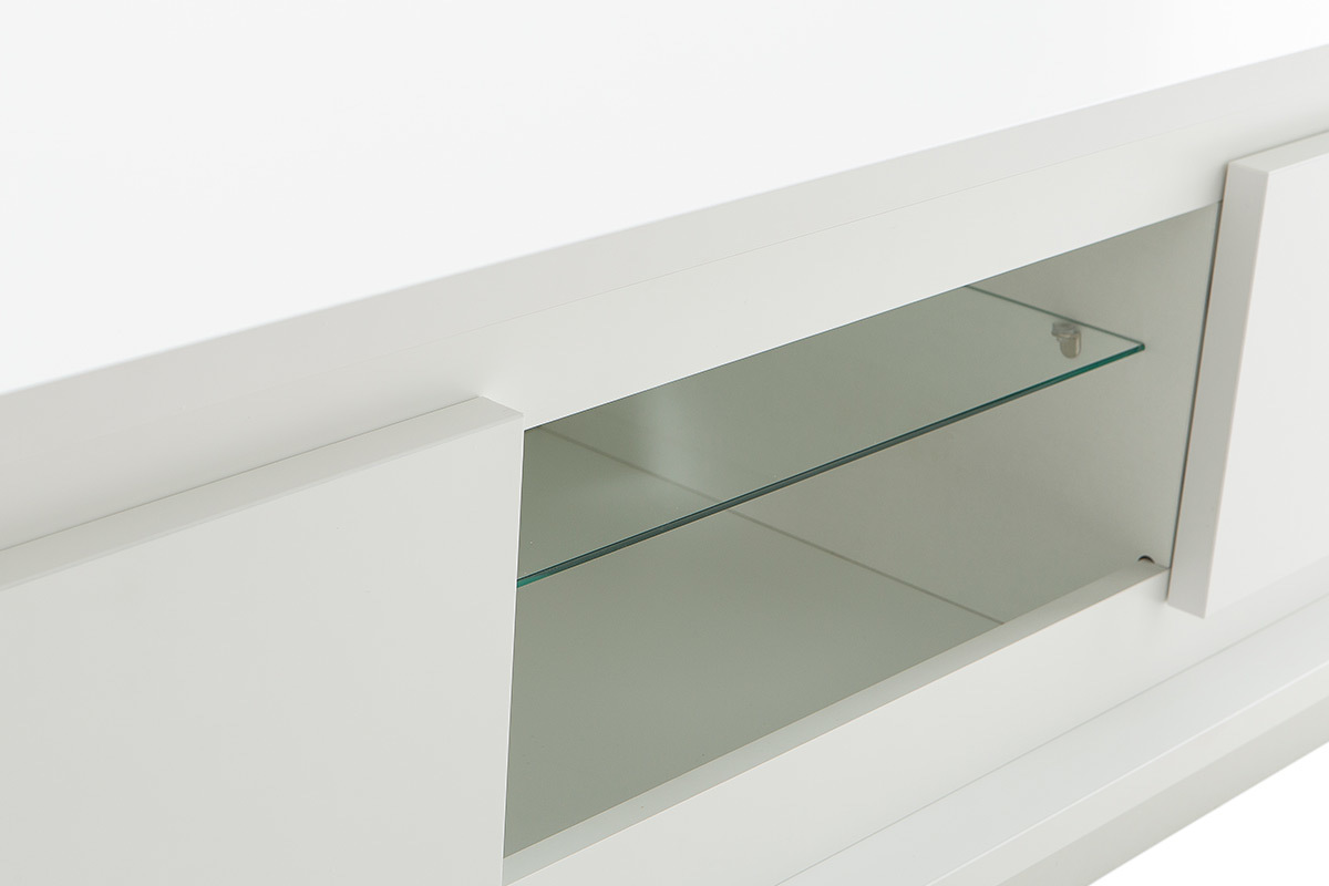 Meuble TV design blanc avec rangements LAND