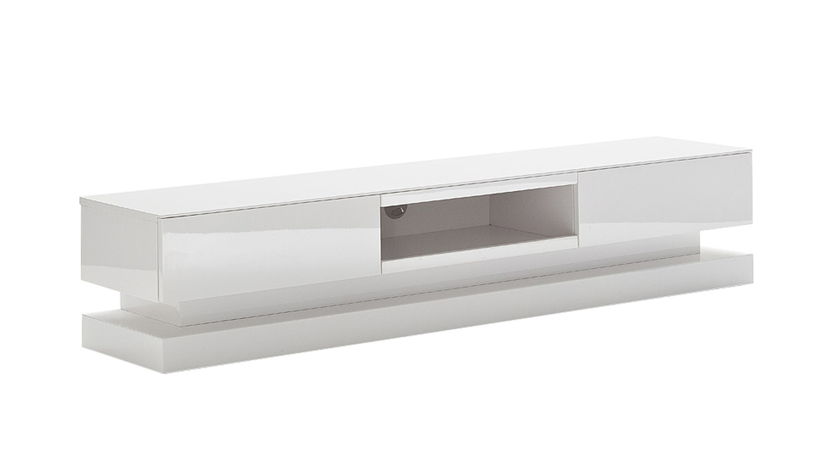 Meuble TV design blanc laqu avec clairage LED intgr NEO