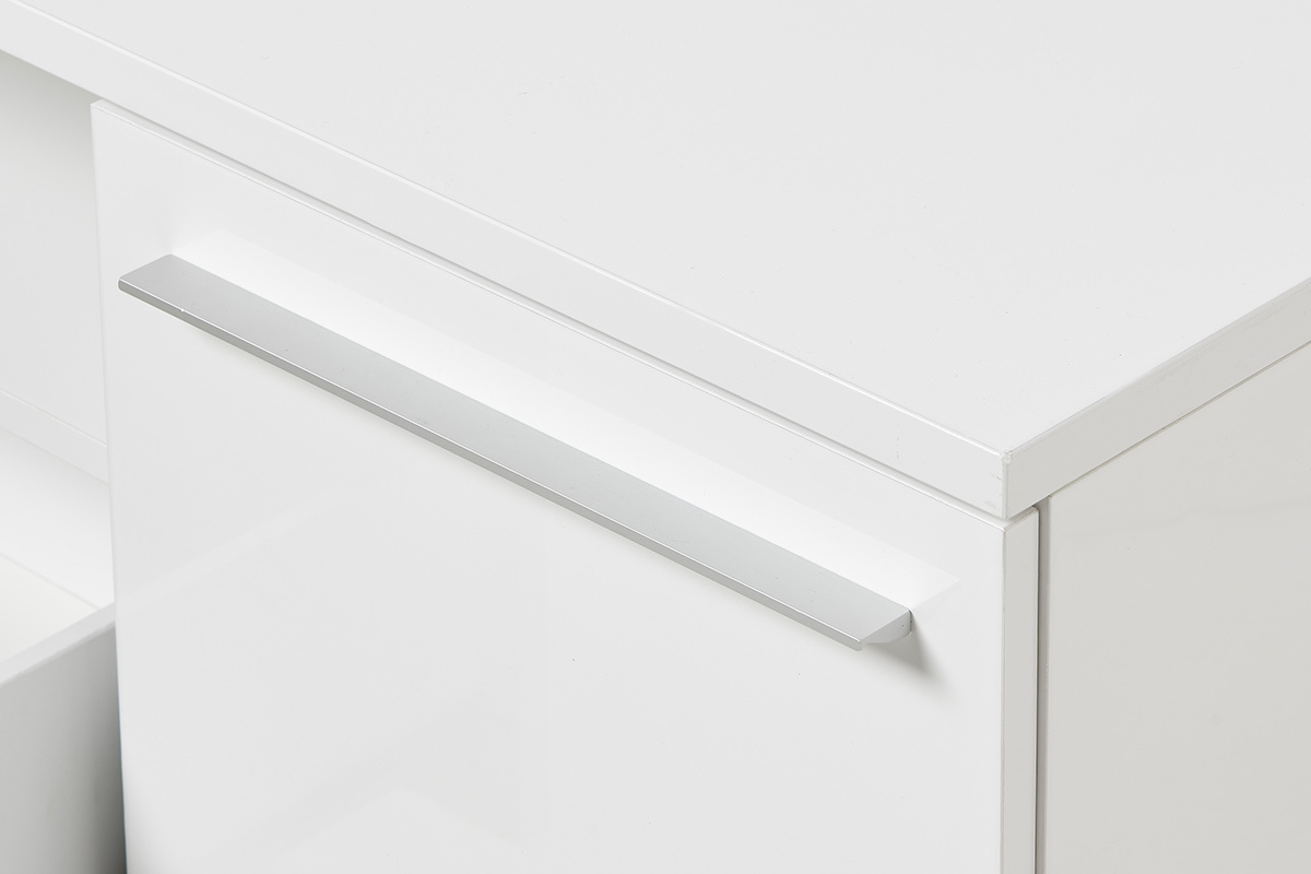 Meuble TV design blanc laqu� avec rangements L160 cm PACO