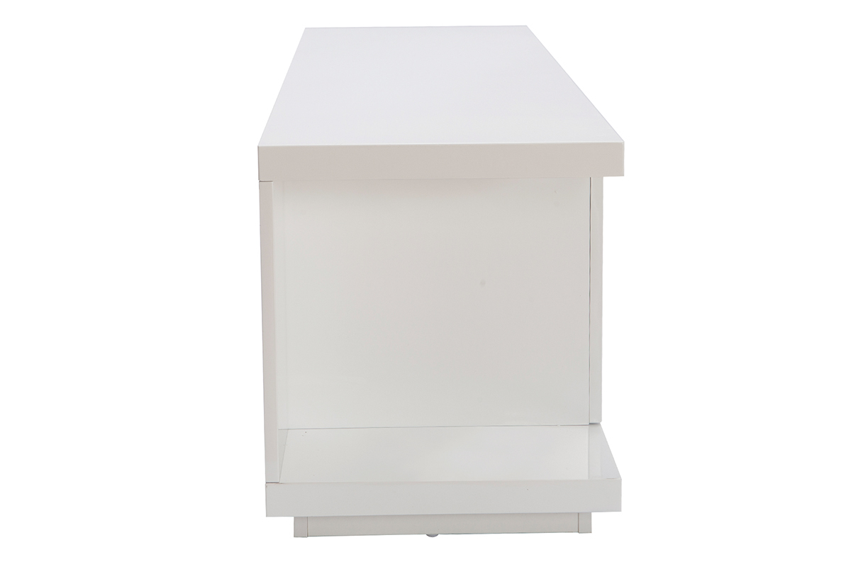 Meuble TV design blanc laqu� brillant L150 cm KARY