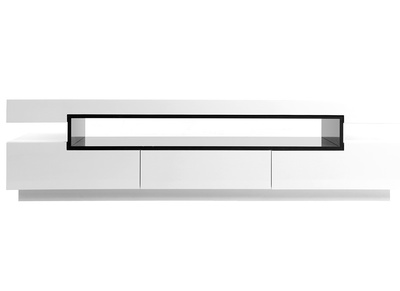 Meuble TV design blanc laqué brillant L200 cm LIVO