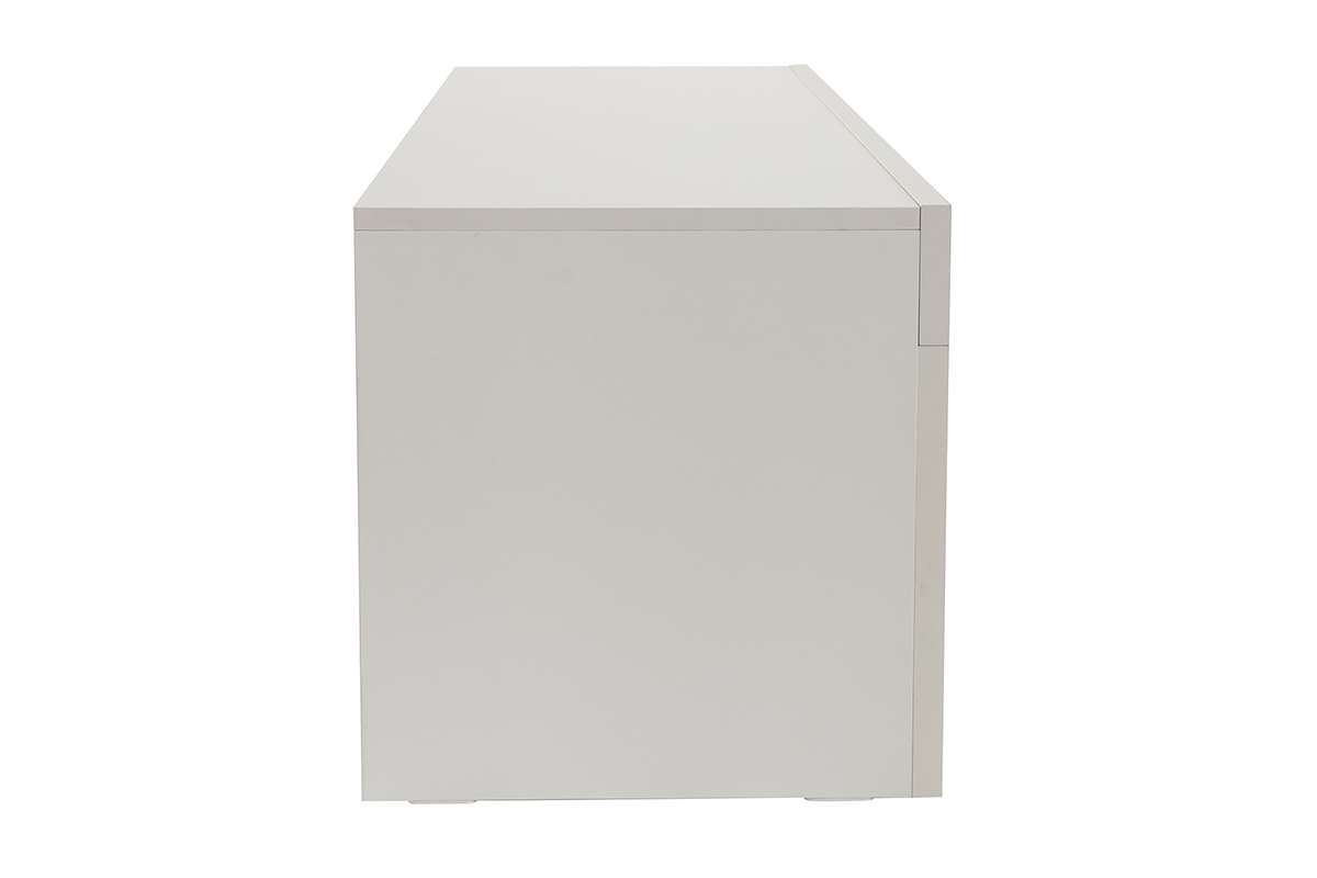Meuble TV design blanc mat L138 cm TINO