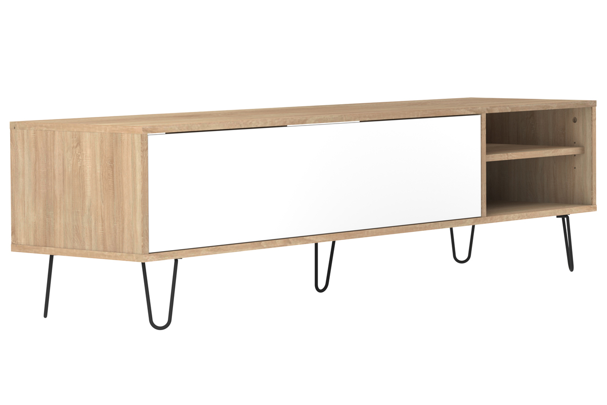 Meuble TV design bois et blanc LUMY