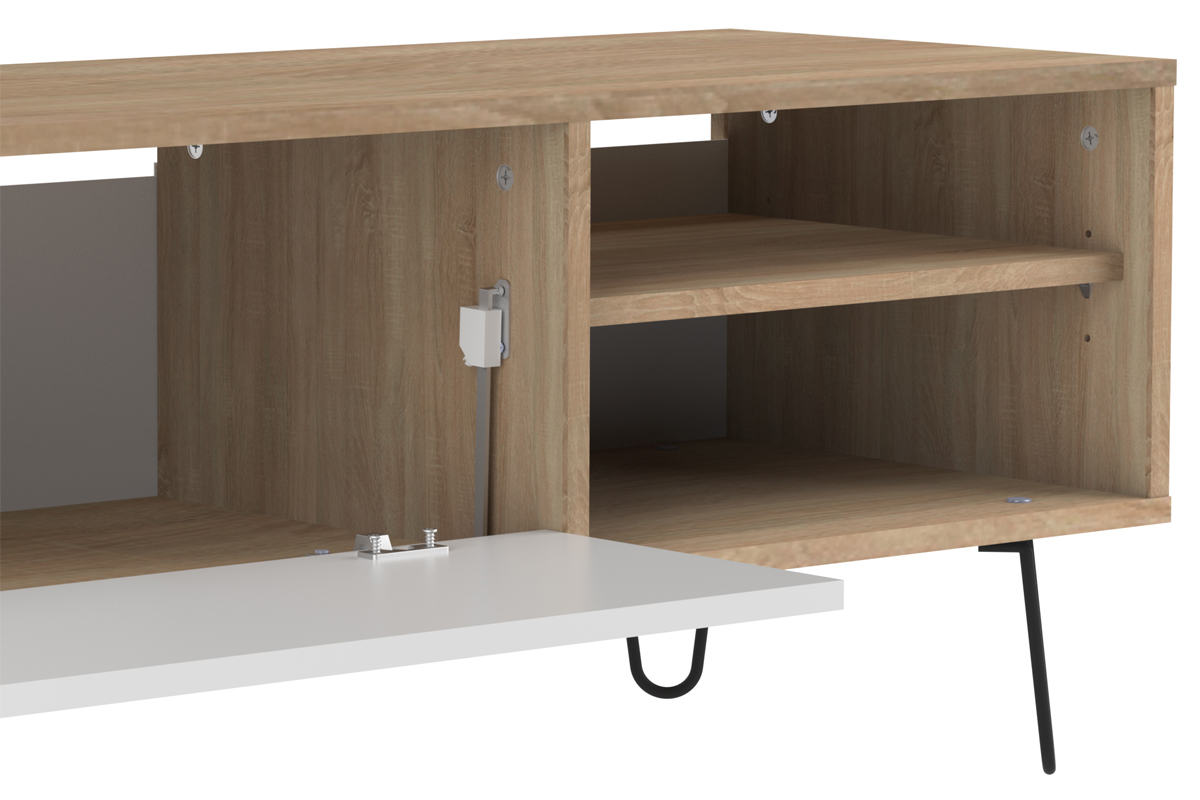 Meuble TV design bois et blanc LUMY