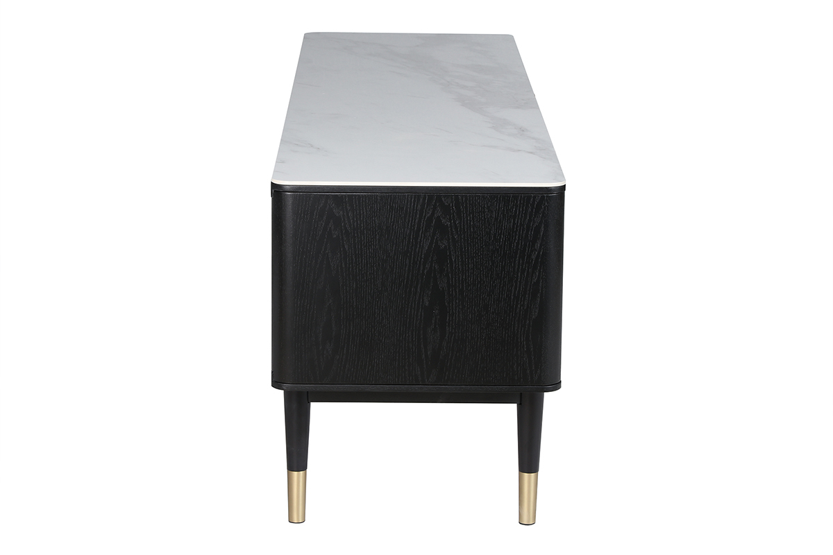 Meuble TV design effet marbre et pieds dor�s L160 cm ALLURE