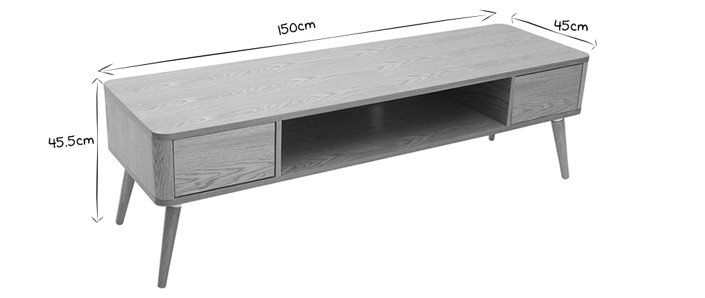 Meuble TV design en ch�ne clair TOTEM