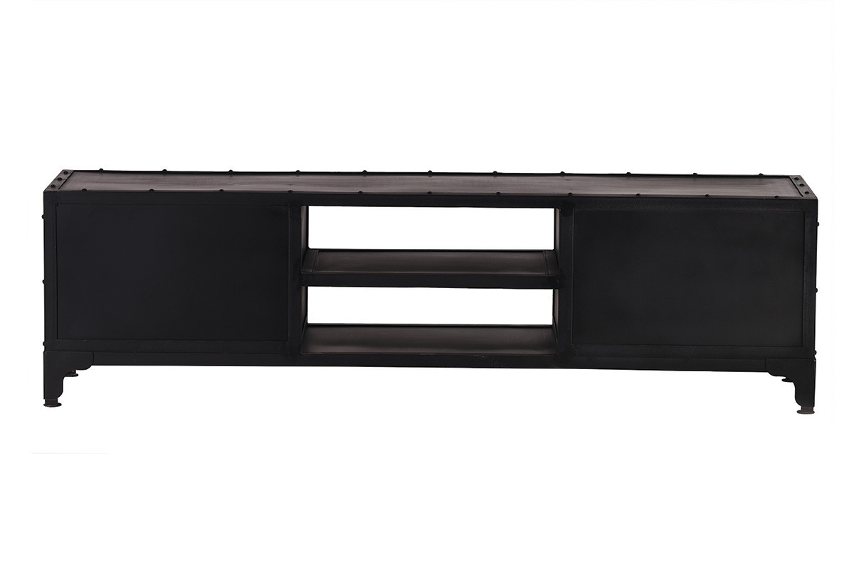 Meuble TV design en m�tal noir 150 cm FACTORY