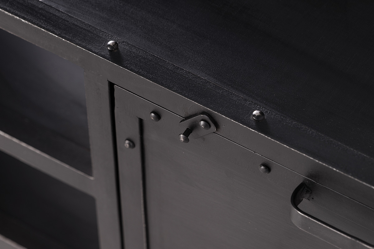 Meuble TV design en m�tal noir 150 cm FACTORY