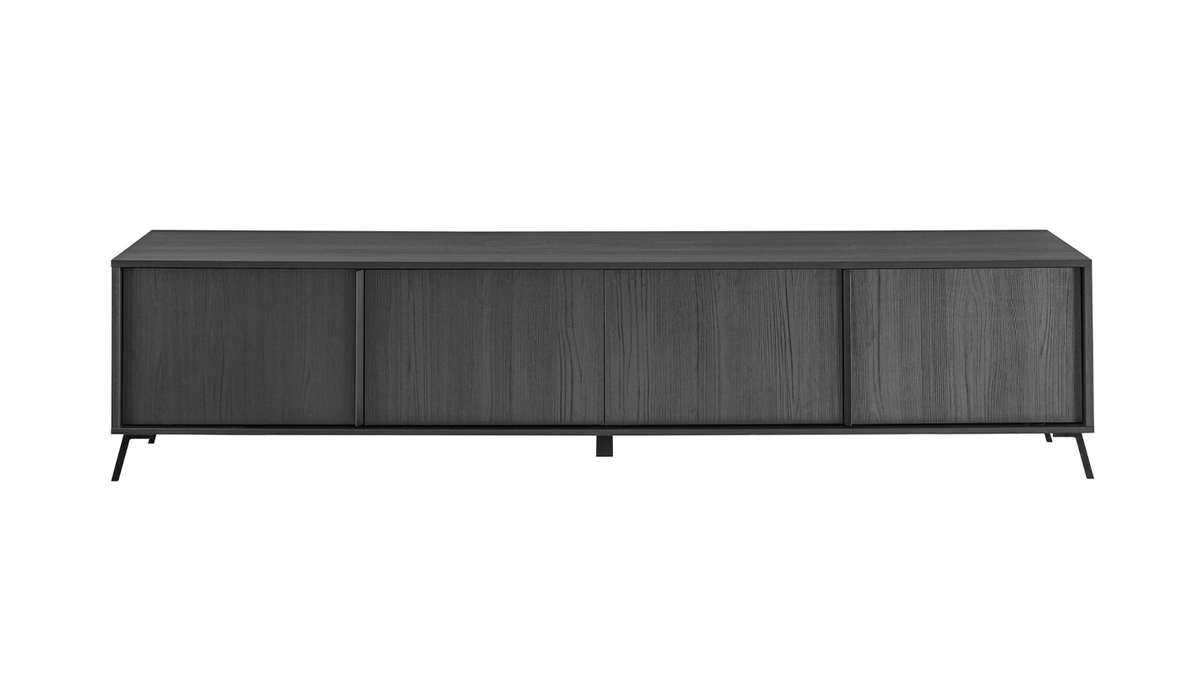 Meuble TV design finition bois noir mat L205 cm NEMA