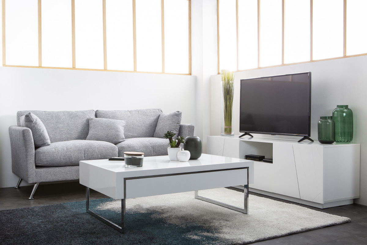 Meuble TV design gris mat ALESSIA