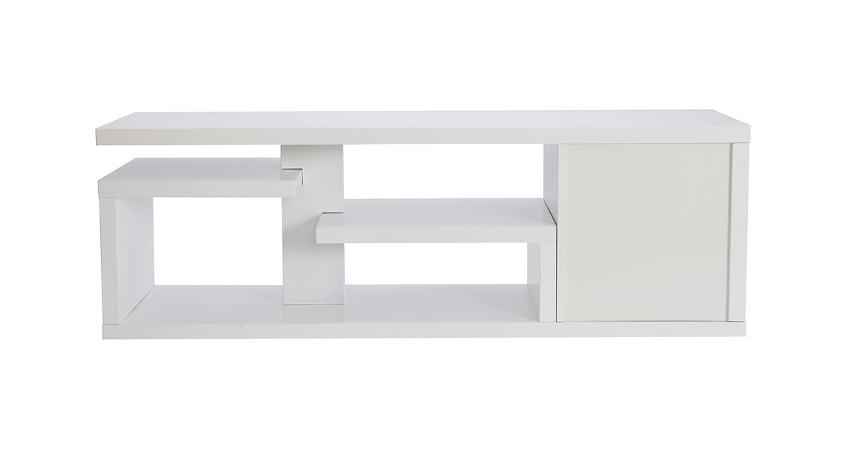 Meuble TV design laqué blanc brillant L150 cm HALTON
