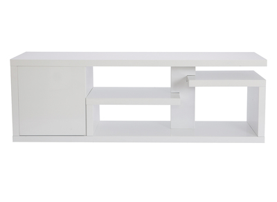 Meuble TV design laqu&eacute; blanc brillant L150 cm HALTON