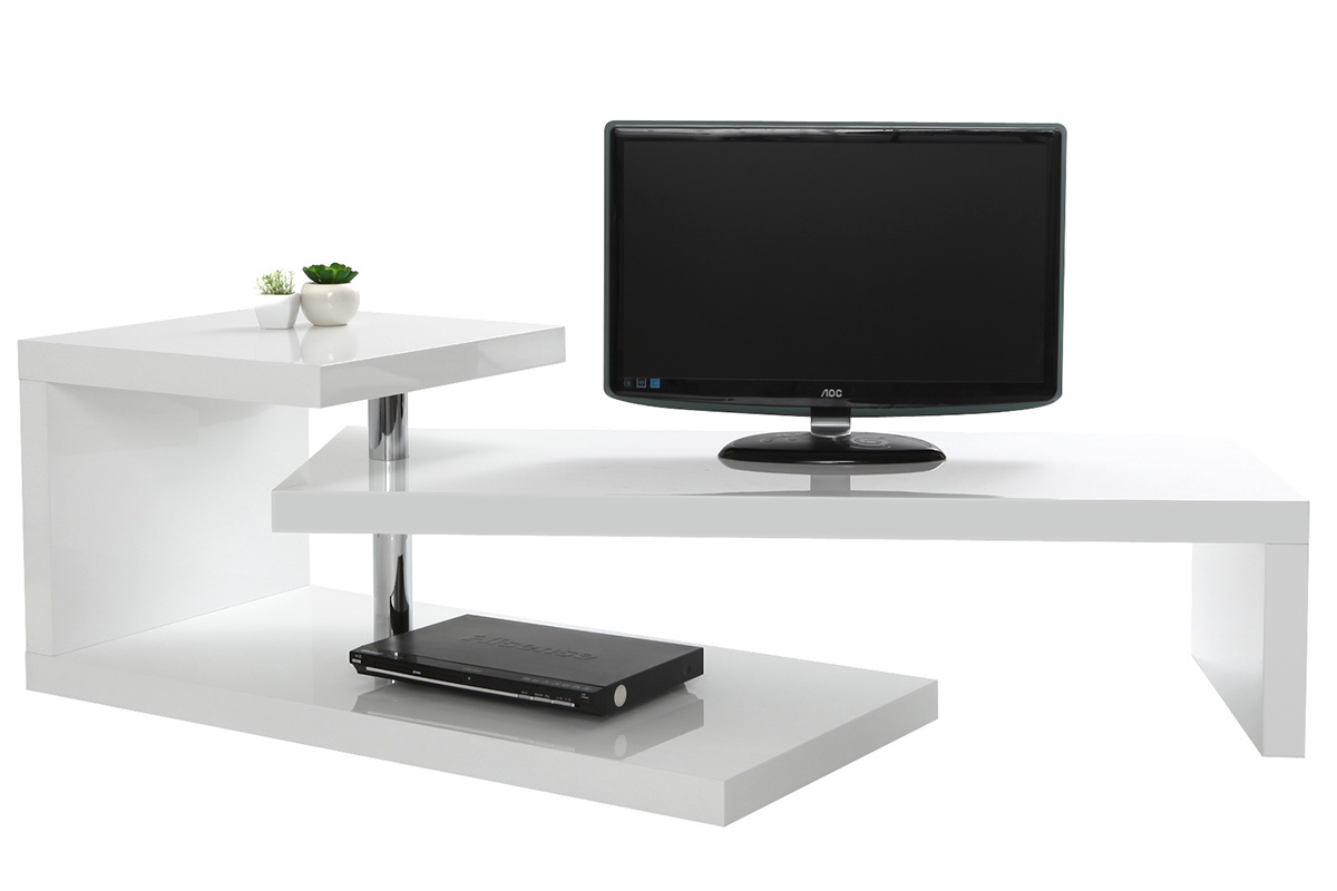 Meuble TV design laqu� blanc TURN