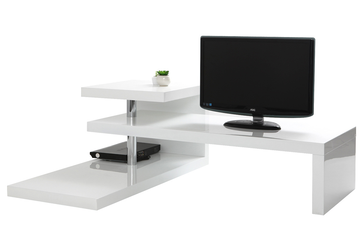 Meuble TV design laqu� blanc TURN