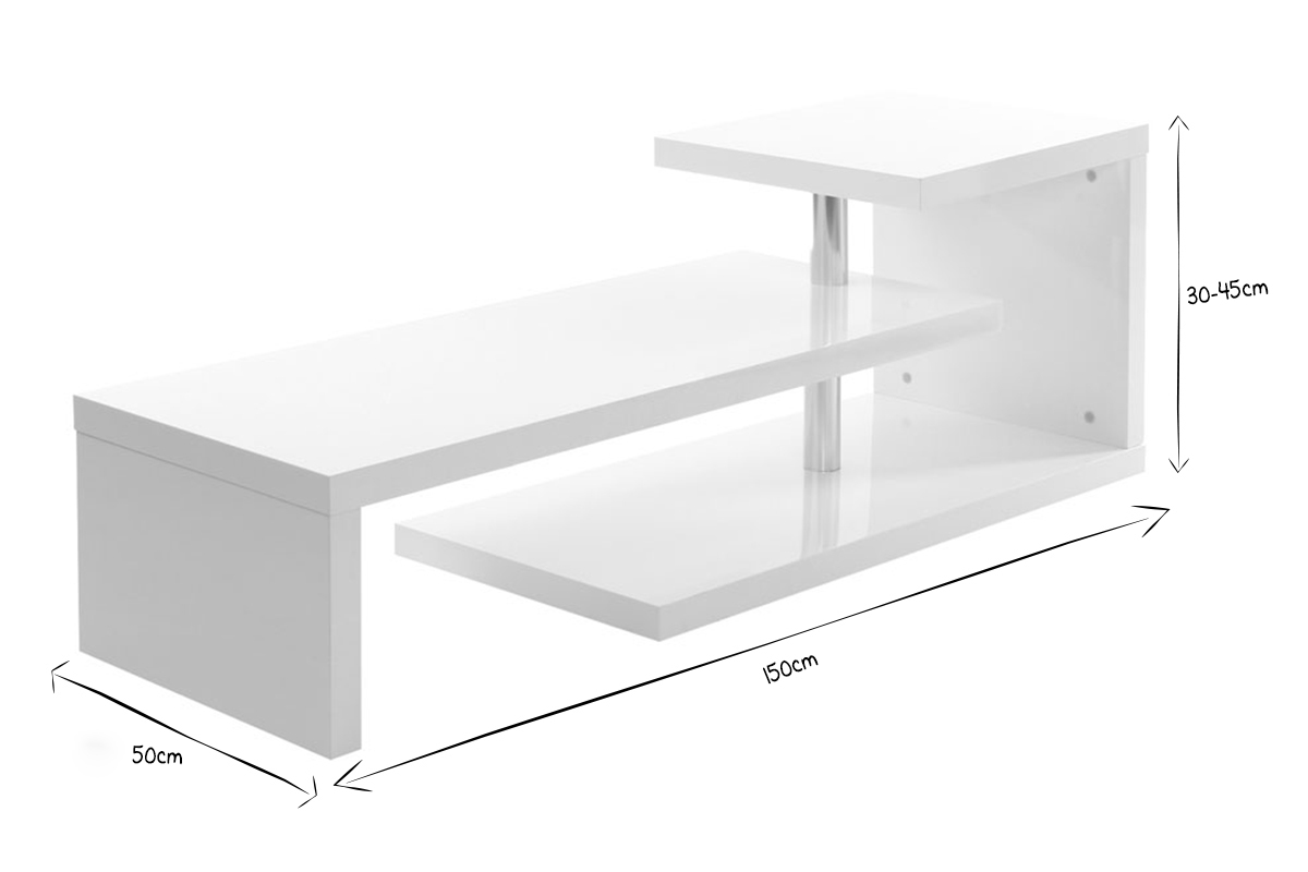 Meuble TV design laqu� blanc TURN