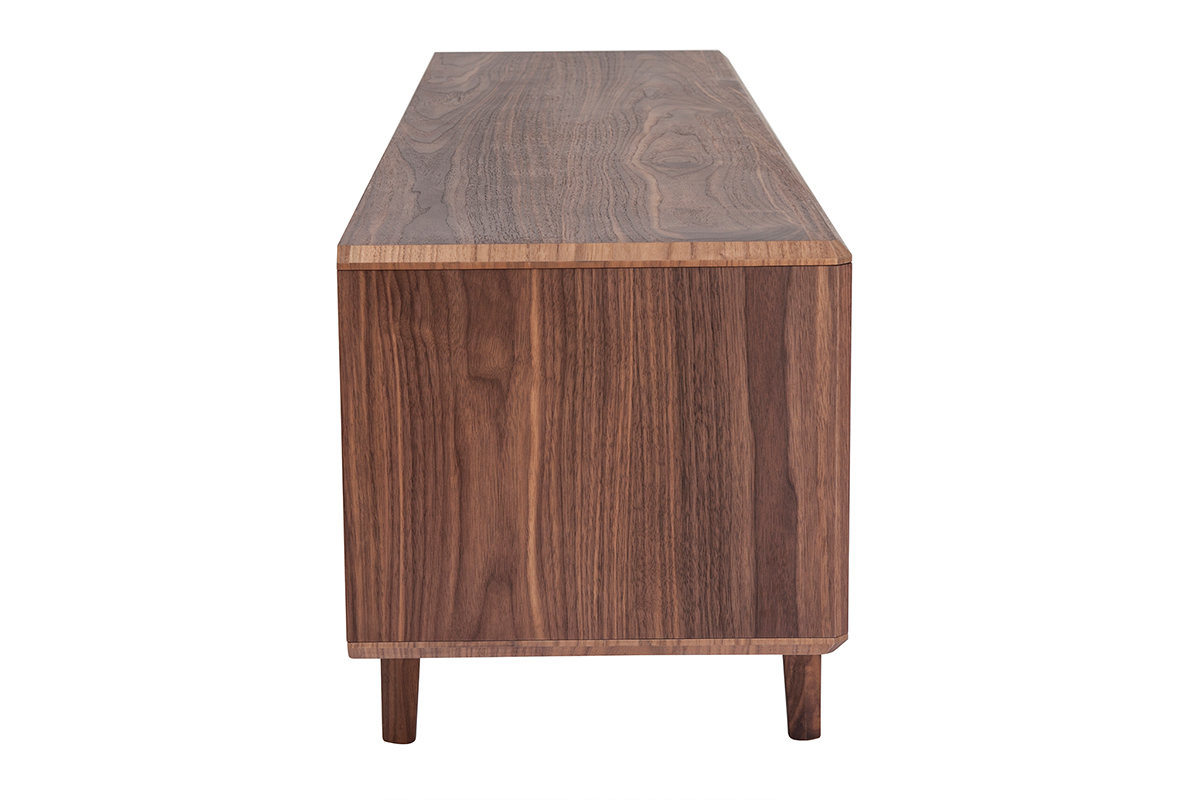 Meuble TV en bois fonc noyer 1 porte 2 tiroirs L180 cm SUVA