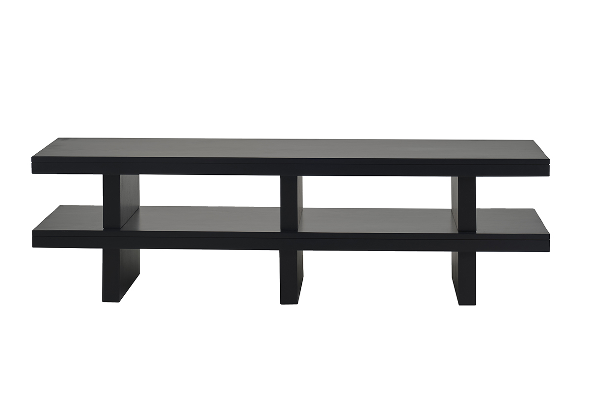 Meuble TV en bois massif noir L145 cm NALO