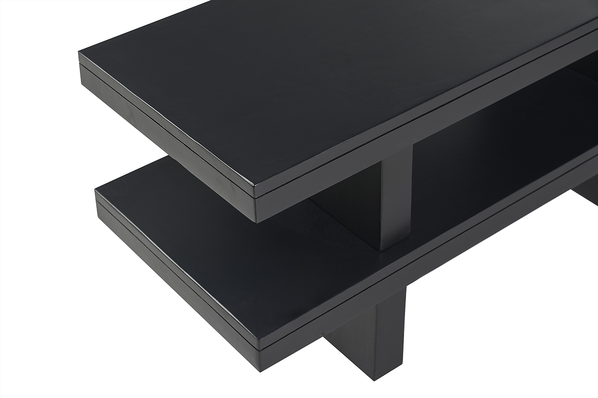 Meuble TV en bois massif noir L145 cm NALO