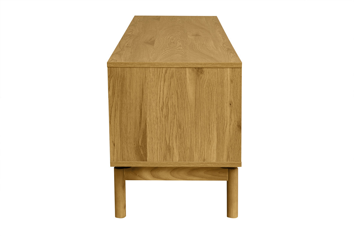 Meuble TV YSEULT en bois ch�ne, vue de profil, longueur 160 cm, design scandinave �pur�.